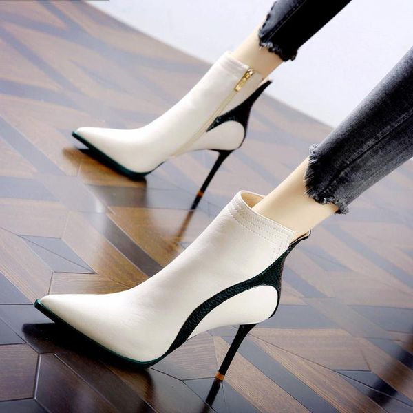 

dress shoes mixed colors runway party women's boots chic luxury designer winter short plush for women botas de invierno para mujer, Black