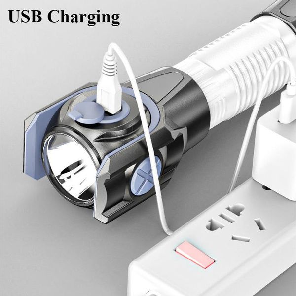 

flashlights torches led 360° rotation repair light work waterproof torch usb rechargeable battery built-in power camping hunting