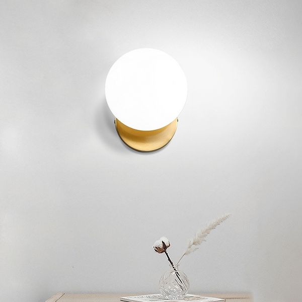 

2021 new nordic moon iron modern decorative stairs led light home bedside round glass wall lights wood applique murale e27 2msc