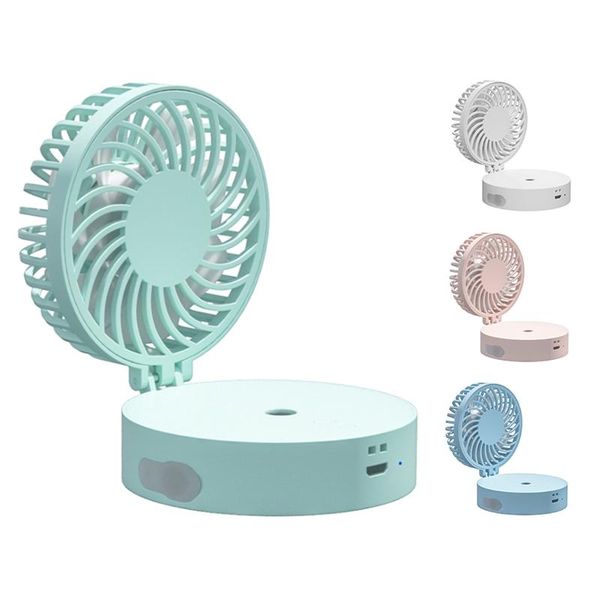 

summer mini handheld folding fan usb humidifier with colorful led