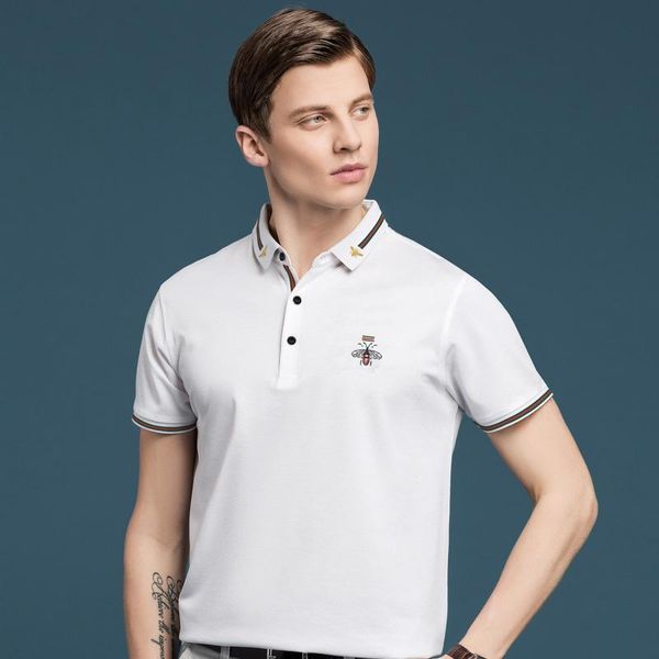 

men's polos 2021 summer style embroidery shirt business casual 839, White;black