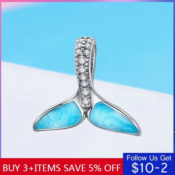 

pandach 925 sterling silver mermaid tail blue enamel charms bead fit original 3mm bracelets & bangles pendant jewely 1067, Bronze;silver