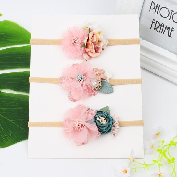 

summer flower crown headband wreath head bands baby girl hair accessories girls nylon soft headbands infant hair accessories, Slivery;white