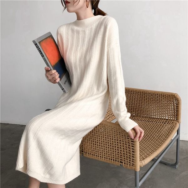 

2021 new casual women winter oversize pullover long sleeve o-neck solid female knitted thick sweater vestidos hk368 mk32, Black;gray