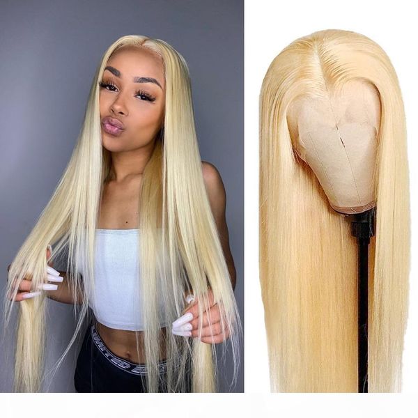 

honey blonde wig human hair lace wigs brazilian straight pre plucked 13x1 part glueless color frontal 613 lace front wig hd full, Black