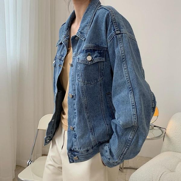 

women's jackets 2021 spring autumn lapel streetwear jacket large size single breasted long sleeve dnim coat female tide, Black;brown