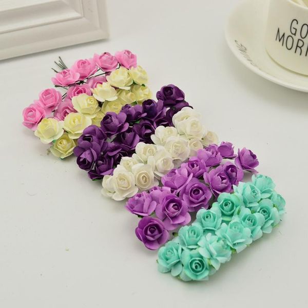 

144pcs 1cm artificial paper flowers for wedding car fake roses used for decoration candy box diy wreath jllsud