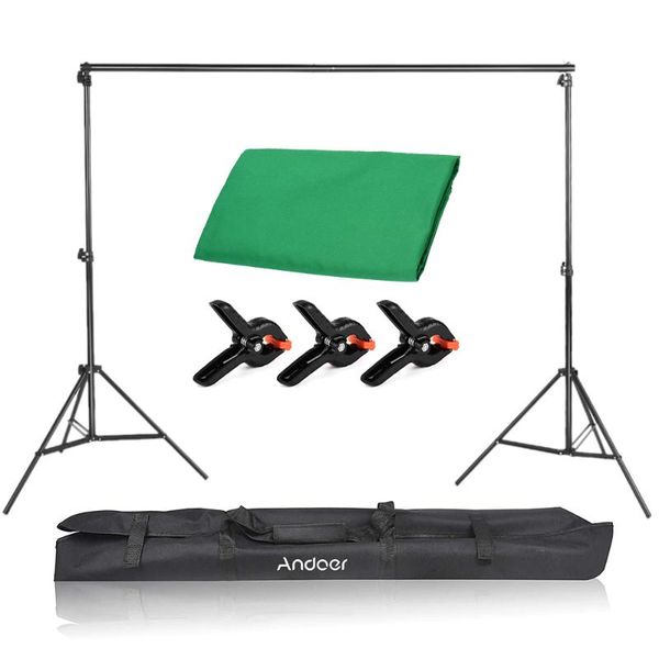

cz stock andoer 2*3m/6.6*10ft green screen backdrop background studio pgraphy backdrop stand bracket+3pcs clamps
