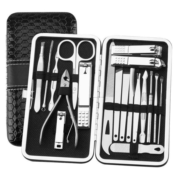 

nail art kits 19pcs stainless steel menicure clipper set eagle hook scissors sickle pedicure trimming beauty tools high quality