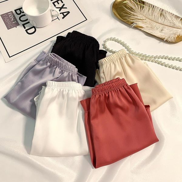

women's shorts 2021 summer thin ice silk for woman red black grey khaki wear outside safety pants casual, White;black