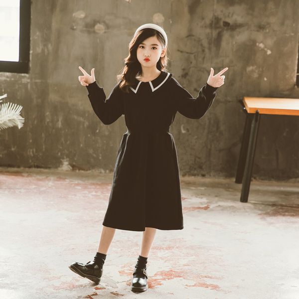 

fleece girls dress long sleeve childrens clothing autumn winter thick warm princess dress elegant kids dresses for girl 6-16y, Red;yellow