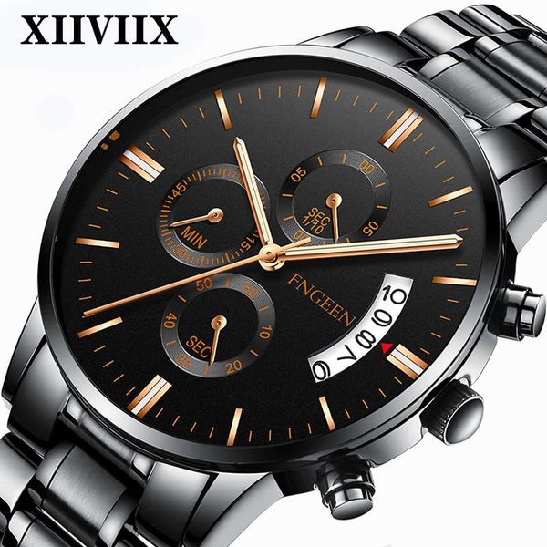 

wristwatches xiiviix casual mens watches brand leather waterproof date quartz watch for men chronograph male clocks wristwatch with box, Slivery;brown
