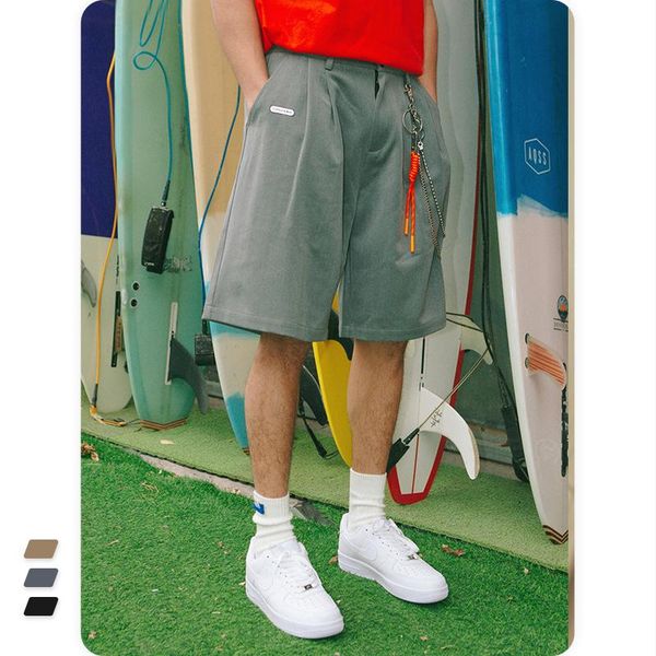 

men's shorts big label harajuku straight men suit summer reflective patch streetwear loose casual plus size 3508s21, White;black