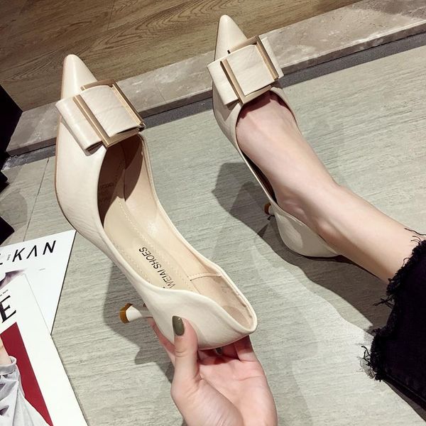 

dress shoes women's high heel stiletto 2021 autumn pointed shallow mouth buckle evening dinner, Black