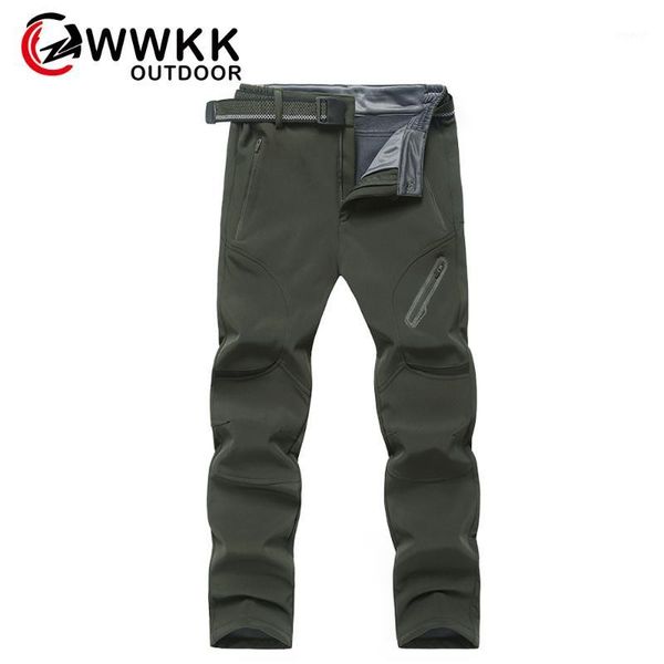 

outdoor pants men hiking winter sports male waterproof windproof thermal softshell trousers for camping ski climbing1, Black;green