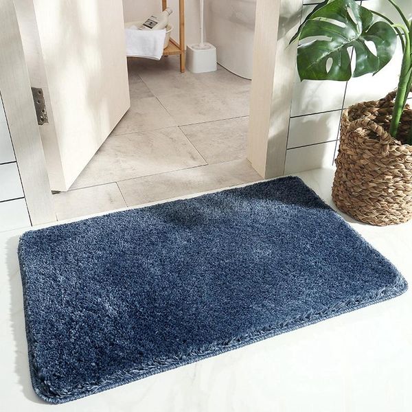 

carpets solid color flocking soft yarn bedroom carpet mats home door bathroom mat absorbent navy