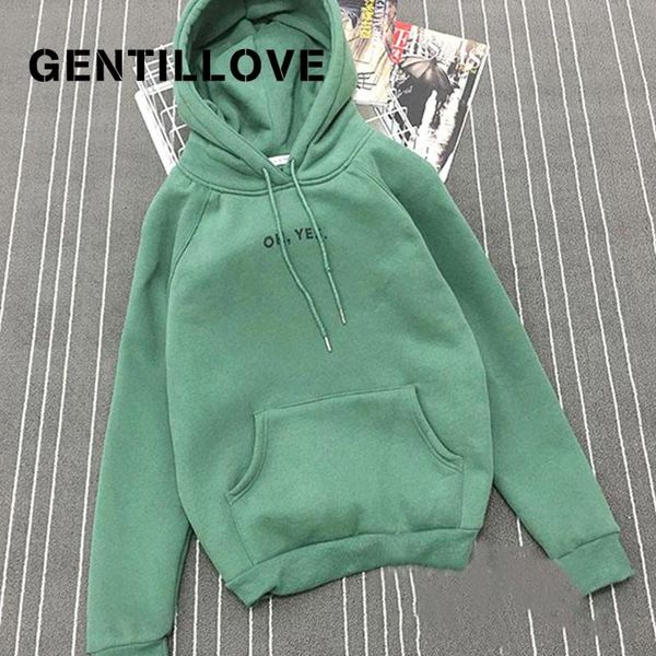 

women's hoodies & sweatshirts gentillove women 2021 autumn fleece letter harajuku print pullover thick loose sweatshirt female casual, Black