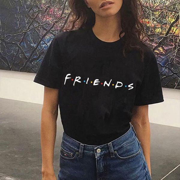 

friends letter amp tv womens shirts black casual funny summer fashion for lady girl s  l xl xxl, White