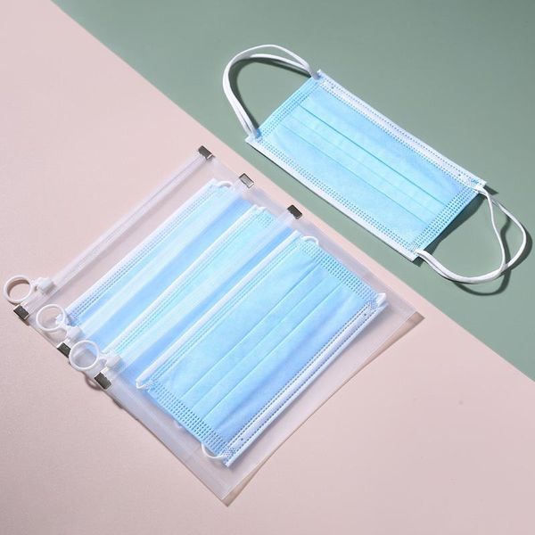 

storage bags 10pcs transparent plastic disposable mask bag dust-proof waterprood reusable makeup pouch home travel organizer