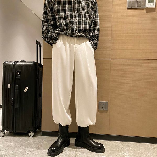 

2021 wide-leg men's fashion solid color business casual men straight suit pants mens trousers m-2xl qxvp, Black