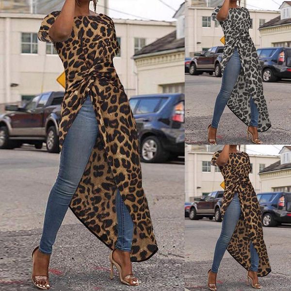 

fashion blouse women leopard v neck asymmetrical blouse pleated short sleeve shirt swallowtail drop shipping, White