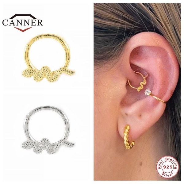

hoop & huggie canner 925 sterling silver cartilage piercing earring earrings for women small snake round earings jewelry, Golden;silver