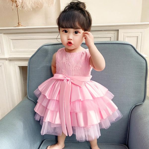 

girl's dresses cake tulle lace red cute christening princess toddler birthday party baby girl ball gown dress born children baptism 1 y, Red;yellow