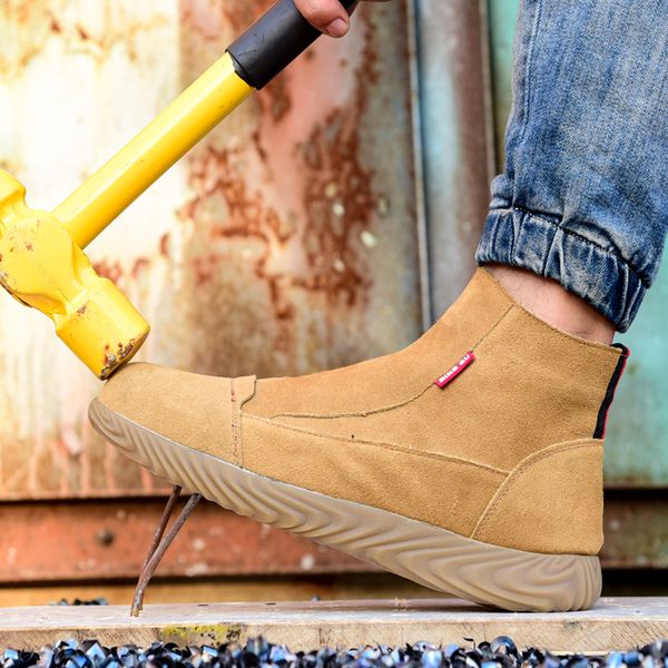 

outdoor industrial shoes men work boots steel toe shoes men safety shoes construction welding puncture-proof safety boots, Red;white
