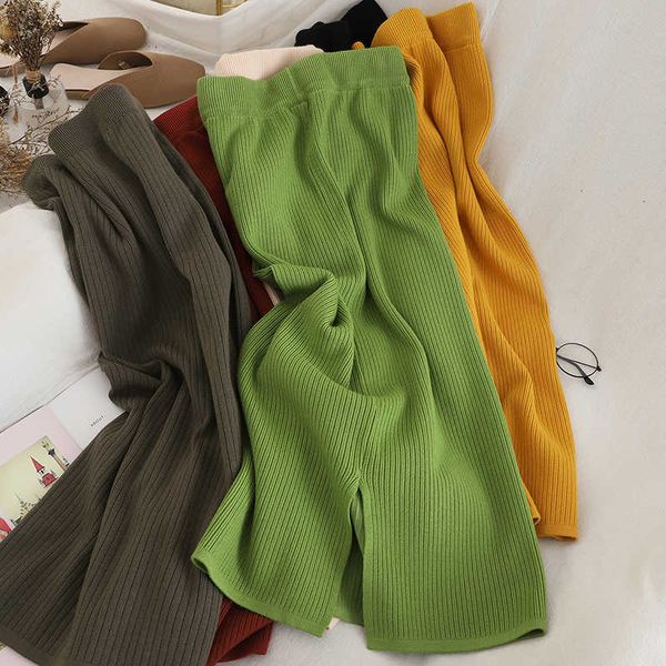 

knitted women office skirt elegant black high waist split out ladies long pencil skirt 210526