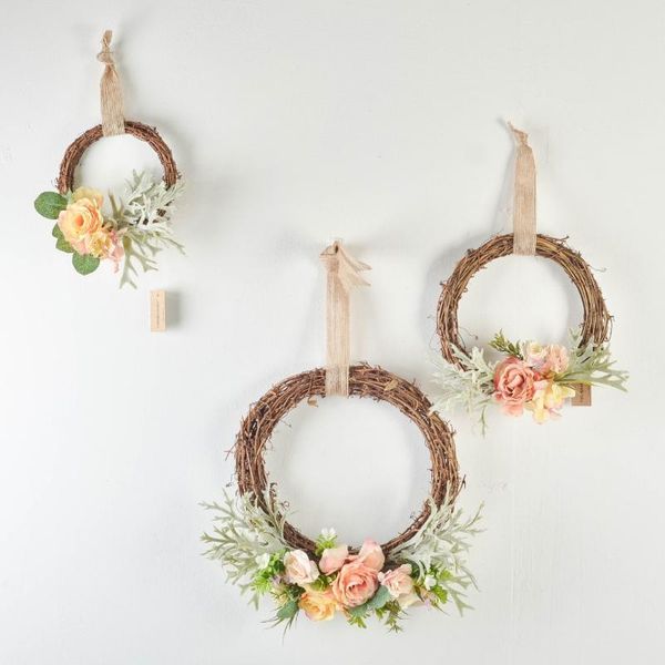 

decorative flowers & wreaths hanging rattan wreath wall-mounted garland not fade artificial flower ring pography props wedding home decor