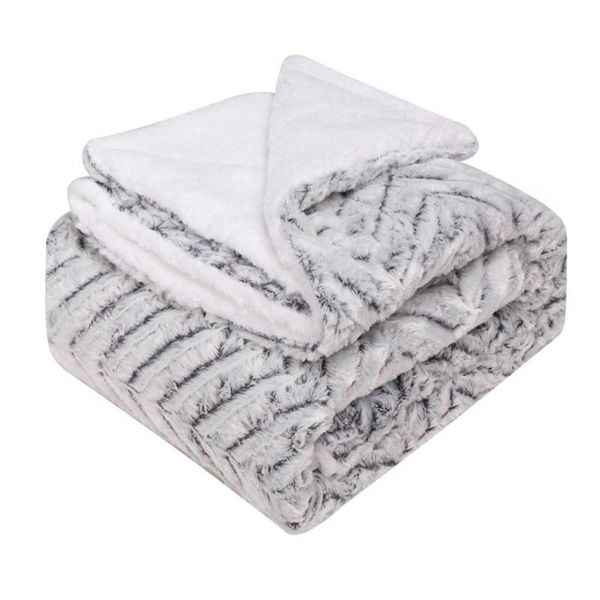 

blankets double layer sheep wool blanket thick faux fur plush back printed tie-dye brushed pv fleece thickened soft fo