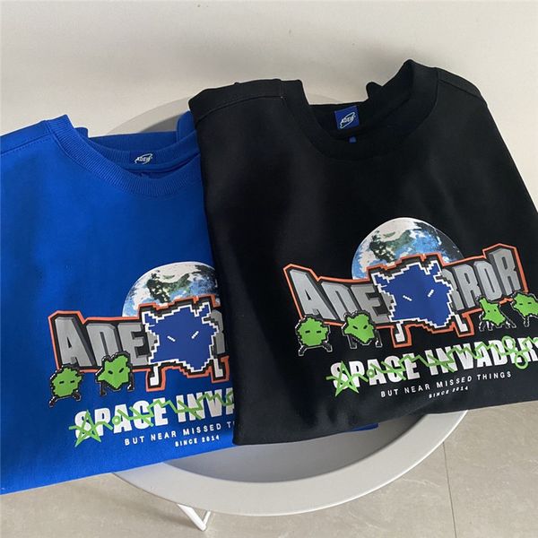

2021 new adererror sweatshirts men women ader error space invaders hoodie back cosmic mark pullovers 1:1 monster tag okhx, Black