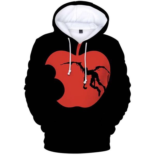 

men's hoodies & sweatshirts fashion desgn men 3d pullovers death note anime women print autumn winter warm casual oversized outwear, Black
