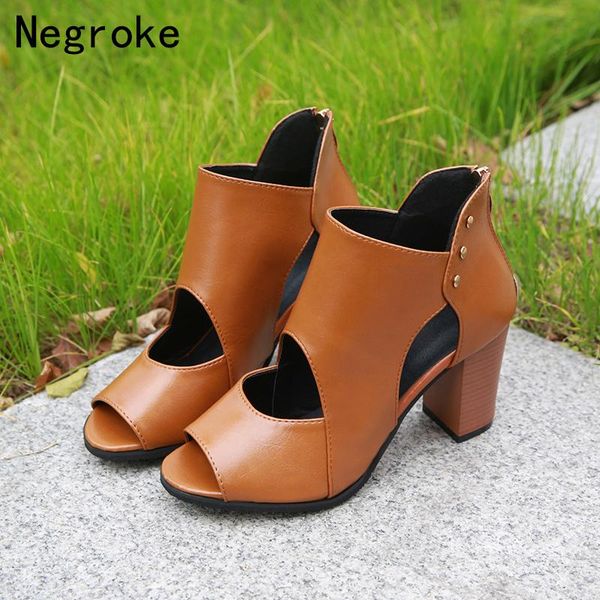 

sandals 2021 women gladiator high heels leather pumps ladies spring summer open toe sandalias mujer plus size 34-42, Black