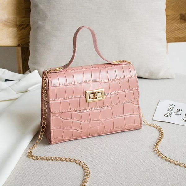 

bags for women 2021 new crocodile pattern handbag pu fashion shoulder bag chain lock messenger bag small square
