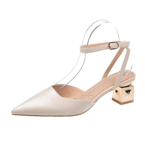 

sandals ladies high heels summer pointed toe hollow fashion buckle strap casual shoes size 34-40 wholesale, Black