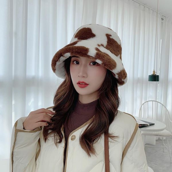 

wide brim hats [ewq] cashmere fisherman's hat women's korean fashion autumn and winter versatile imitation lamb woolcashmere 2021, Blue;gray