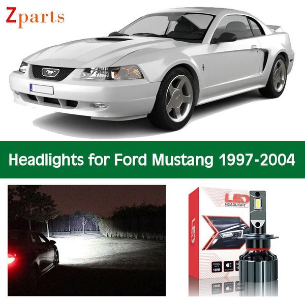 

car headlights bulbs for mustang 1997 - 2004 led headlight headlamp low high beam canbus lights 12v auto lighting accessories