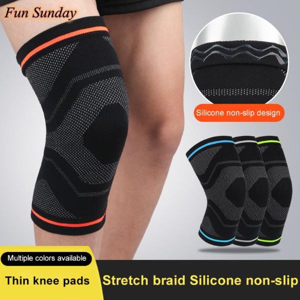 

elbow & knee pads 1pc pad sleeve thermal knit leg protector for running jogging hiking football soccer, Black;gray