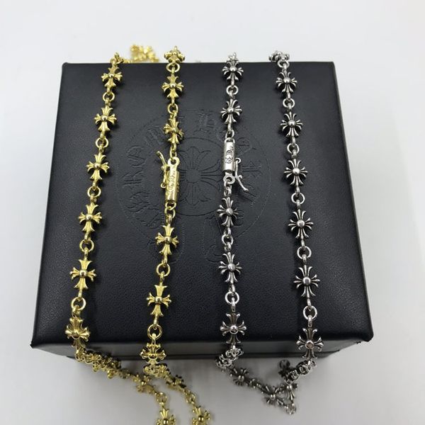 

design jewelry croquet necklace s925 time flow cross flower chain pendant, Black