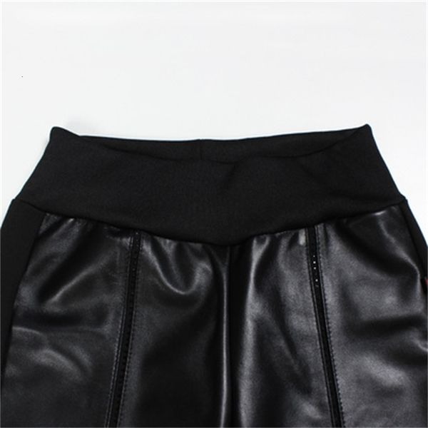 

2021 new female fashion genuine sheep leather pants c15 1qtv, Black;white