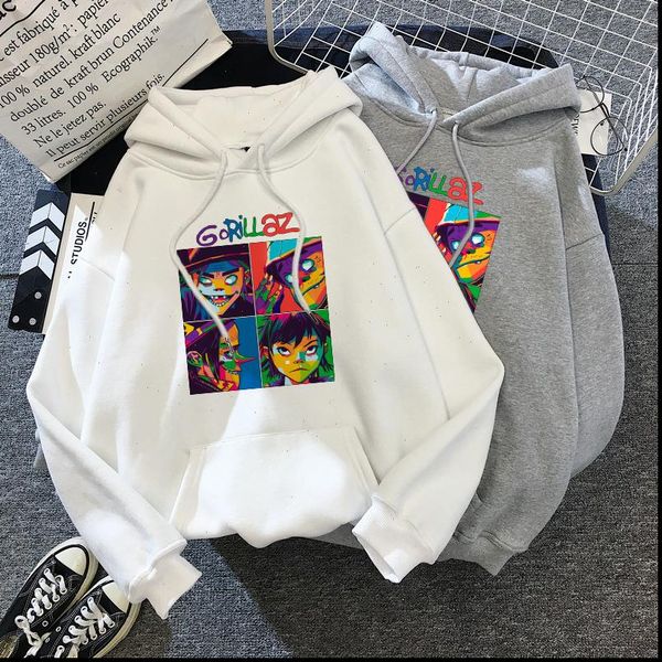 

2021 womens streetwear hip hop clothes costumes men hoodies sweatshirts brand music band gorillaz hat clothing, Black
