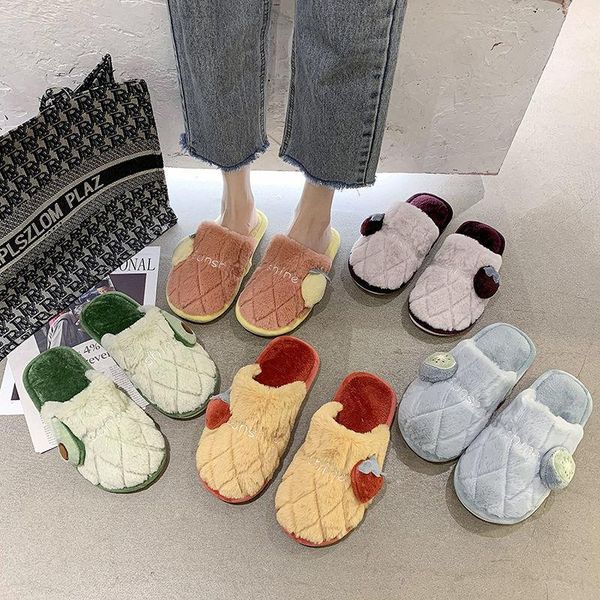 

slippers 2021 autumn winter women platform indoor home non-slip cotton shoes female fashion plus velvet warm cute flip flops, Black