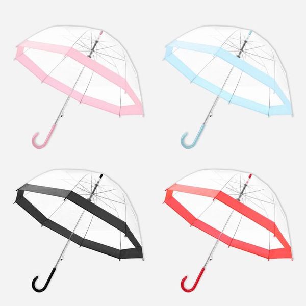

umbrellas transparent long-handle rain umbrella ultra light women kids female drop