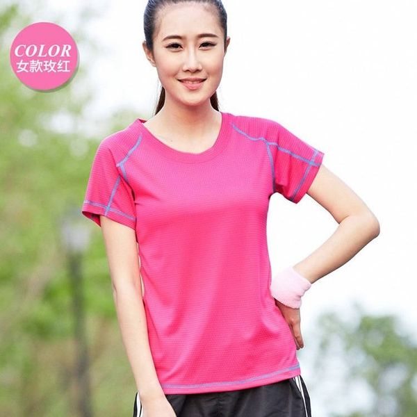 

quick-drying short-sleeved large size loose suit summer outdoor women's sports t-shirt, Black;yellow