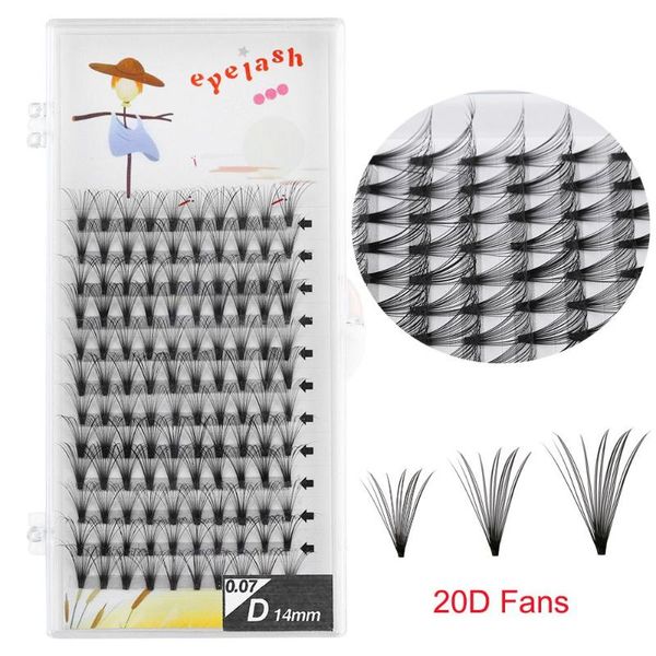 

false eyelashes 1set 20d c/d curl premade volume fans individual flare cluster natural long fluffy lashes extension makeup tool