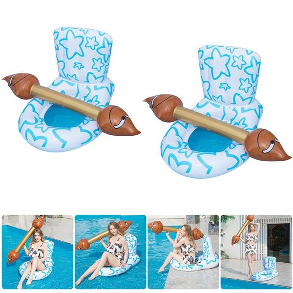 

life vest & buoy 2pcs inflatable floating row toilet seat shaped swimming ring outdoor water buoyancy toys for teenagers adults women