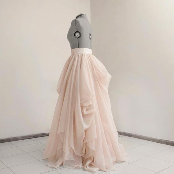 

skirts fashion draped wedding skirt nude bridal gown separate chiffon long full length chic ruffles maxi all colors sizes, Black