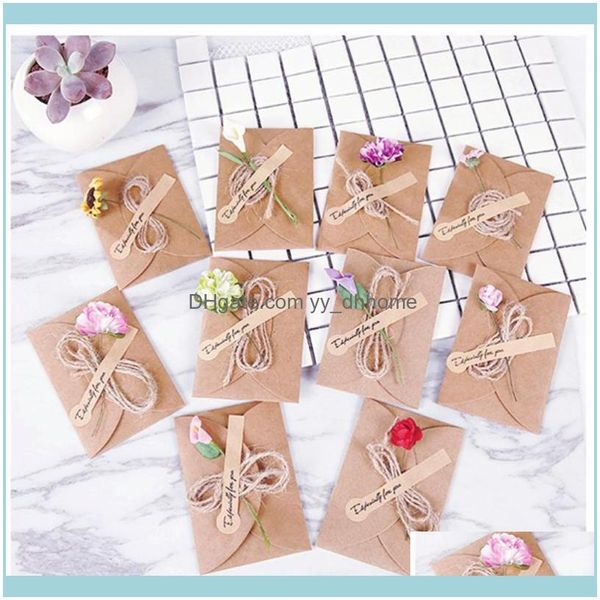 Cartas Evento Festivo Festive Supplies Home Garden10pcs Vintage Kraft Paper Greeting DIY Flor seca Desejo agradecer para a m￣e professora amigos F