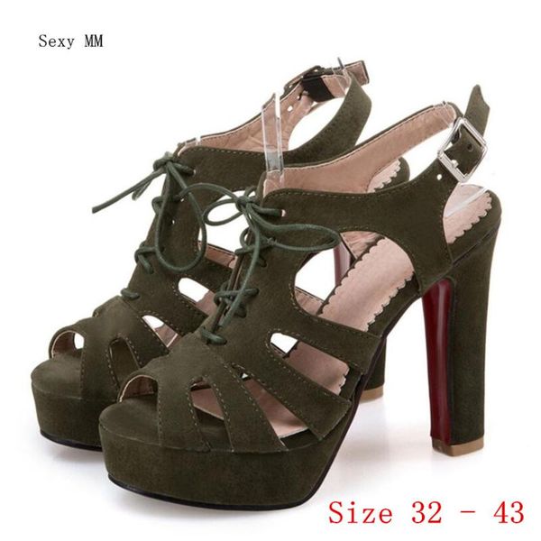 

dress shoes summer pumps women peep toe high heels party wedding platform gladiator sandals woman heel plus size 32 - 40 41 42 43, Black